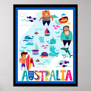 Kleurrijke Whimsical Australië Reisposter Poster