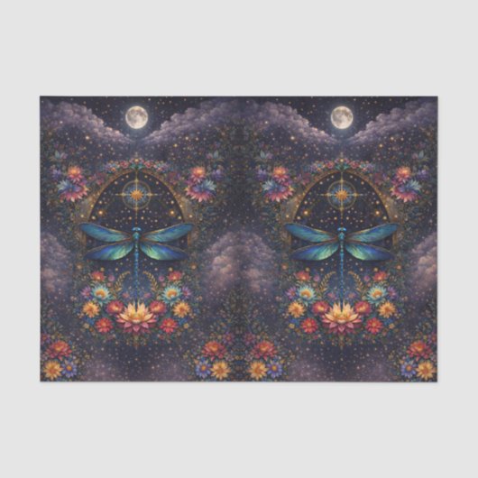 Kleurrijke Whimsical Boho Libelle Decoupage Tissuepapier (Voorkant)