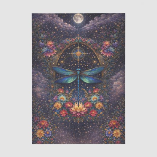 Kleurrijke Whimsical Boho Libelle Decoupage Tissuepapier (Voorkant)