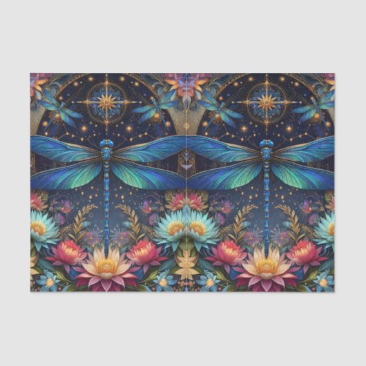 Kleurrijke Whimsical Boho Libelle Decoupage Tissuepapier (Voorkant)
