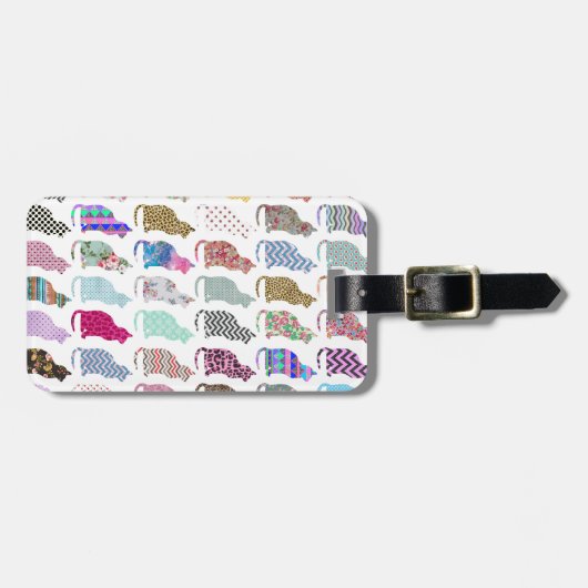 Kleurrijke whimsical Cats Chevron Zigzag Pattern Bagagelabel (Voorkant horizontaal)