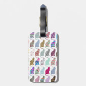 Kleurrijke whimsical Cats Chevron Zigzag Pattern Bagagelabel (Achterkant verticaal)