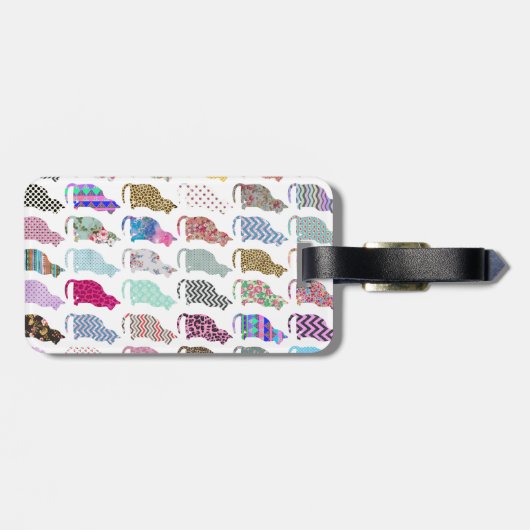 Kleurrijke whimsical Cats Chevron Zigzag Pattern Bagagelabel (Achterkant horizontaal)