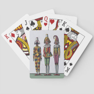 kleurrijke whimsical Drie jesterpoppen Pokerkaarten