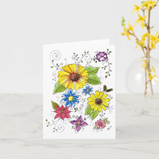 Kleurrijke Whimsical Flower Garden Kaart