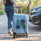 Kleurrijke Whimsical Flowers en Naam Sticker (Koffer Insitu)