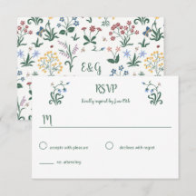Kleurrijke Whimsical Flowers Wedding Response Kaar