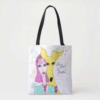 Kleurrijke Whimsical Greyhound Hond en Lady Tote Bag