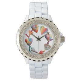 Kleurrijke Whimsical Hartjes Horloge