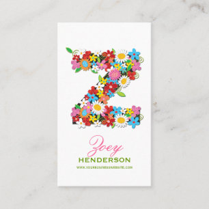Kleurrijke Whimsical Lente Bloemen Z Monogram Naam Visitekaartje