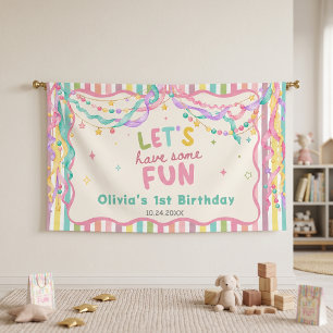 Kleurrijke Whimsical Meisje Verjaardag Spandoek