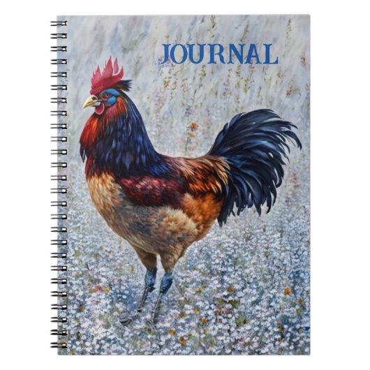 Kleurrijke Whimsical Rooster Boerderij Art Journal Notitieboek (Voorkant)
