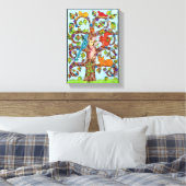 Kleurrijke whimsical Tree Fairy Cute Animal Tekeni Canvas Afdruk (Insitu (Slaapkamer))