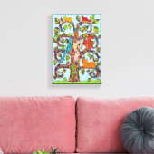 Kleurrijke whimsical Tree Fairy Cute Animal Tekeni Canvas Afdruk (Insitu (Woonkamer))