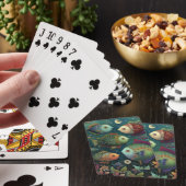 Kleurrijke Whimsical Vissen Onder de Maan Pokerkaarten (Insitu)