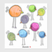 Kleurrijke Whimsical Vogels Sticker (Vel)