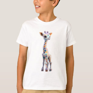 Kleurrijke Whimsical Waterverf Gestippelde Giraffe T-shirt