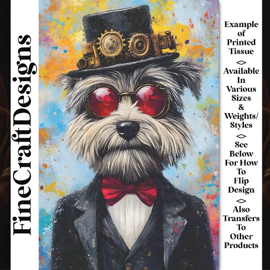 Kleurrijke Whimsy Modern Steampunk Dog Z3 Decoupag Tissuepapier