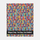 Kleurrijke Whippet Snug met aangepaste tekst Fleece Deken (Voorkant)