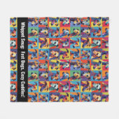 Kleurrijke Whippet Snug met aangepaste tekst Fleece Deken (Voorkant (Horizontaal))