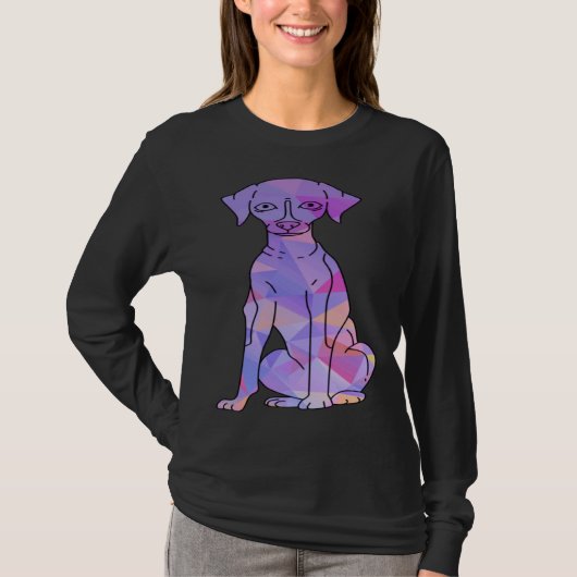 Kleurrijke Whippet T-shirt (Voorkant)