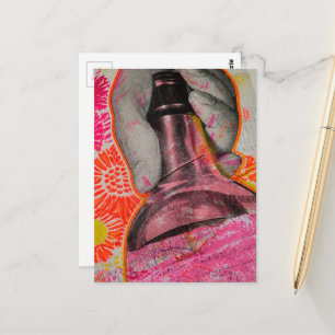 Kleurrijke Whiskyfles Mixed Media Collage AI Kunst Briefkaart