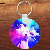 kleurrijke White Tiger Grunge Sleutelhanger (Voorkant)