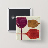 Kleurrijke wijn vierkante button 5,1 cm (Voorkant /achterkant)