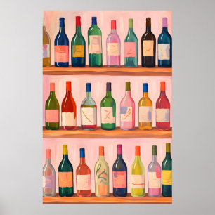Kleurrijke wijncollectieposter, moderne barcart poster