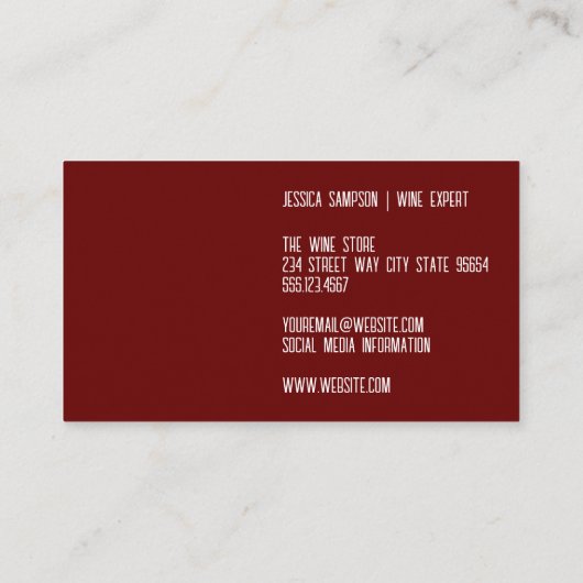 Kleurrijke wijnfles en druiven visitekaartje (Achterkant)