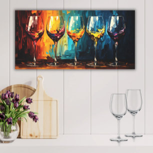 Kleurrijke wijnglazen Horizontale kunst Canvas Afdruk