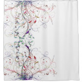 Kleurrijke wijnstokken op bloemen douchegordijn (Voorkant)