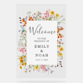 Kleurrijke Wild Flower Country Wedding Welkom Acryl Bord (Voorkant)