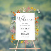 Kleurrijke Wild Flower Country Wedding Welkom Acryl Bord (Neutraal)
