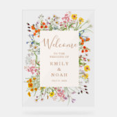Kleurrijke Wild Flower Country Wedding Welkom Acryl Bord (Voorkant)