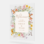 Kleurrijke Wild Flower Country Wedding Welkom Acryl Bord (Hoek)