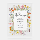 Kleurrijke Wild Flower Country Wedding Welkom Acryl Bord (Voorkant)