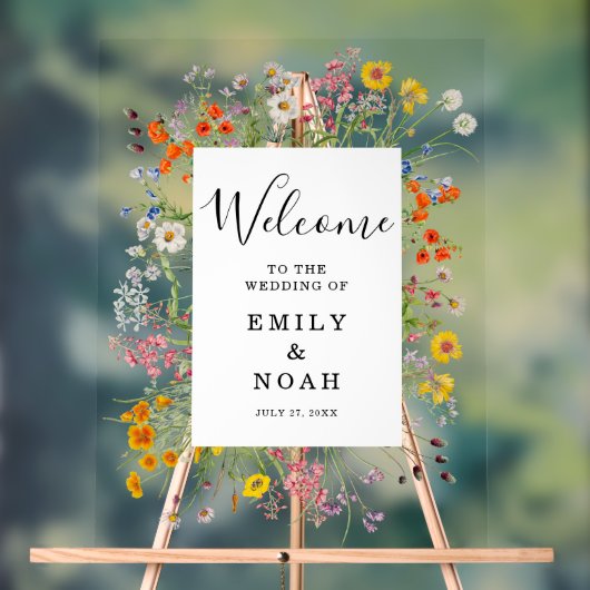 Kleurrijke Wild Flower Country Wedding Welkom Acryl Bord (Neutraal)