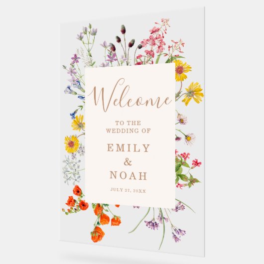 Kleurrijke Wild Flower Country Wedding Welkom Acryl Bord (Hoek)