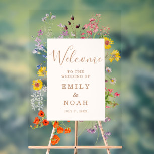 Kleurrijke Wild Flower Country Wedding Welkom Acryl Bord