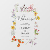 Kleurrijke Wild Flower Country Wedding Welkom Raamsticker (Vel)