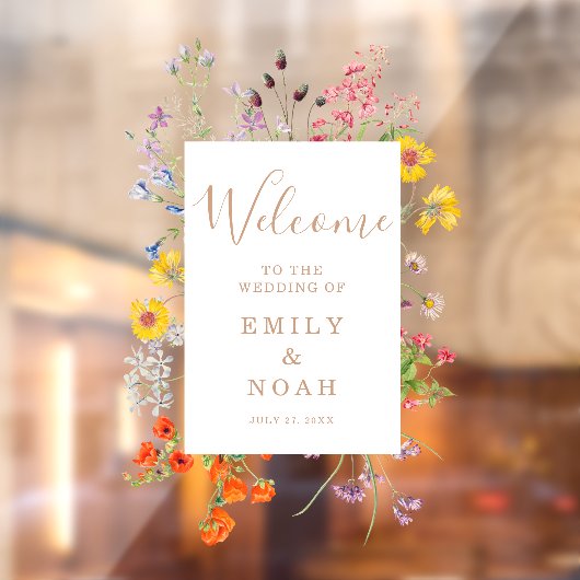 Kleurrijke Wild Flower Country Wedding Welkom Raamsticker (Vel 2)