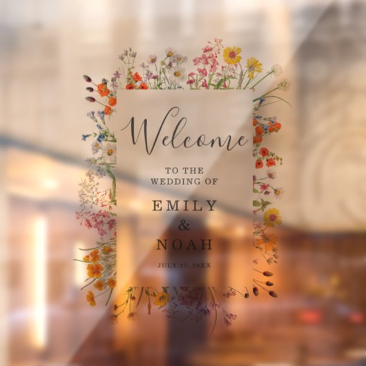 Kleurrijke Wild Flower Country Wedding Welkom Raamsticker (Vel 2)