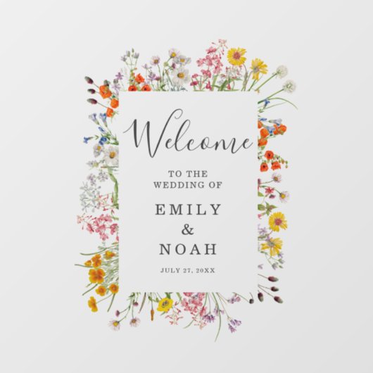Kleurrijke Wild Flower Country Wedding Welkom Raamsticker (Vel)