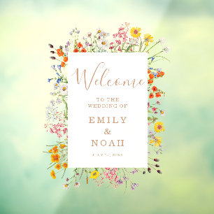 Kleurrijke Wild Flower Country Wedding Welkom Raamsticker
