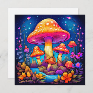 Kleurrijke Wild Mushrooms Illustratie Kaart