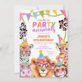 Kleurrijke Wild One Safari Dieren Verjaardag Kaart (Voorkant)