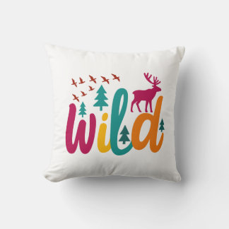 Kleurrijke Wild Print met Forest and Deer Graphic Kussen