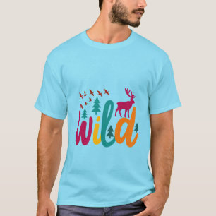 Kleurrijke Wild Print met Forest and Deer Graphic T-shirt