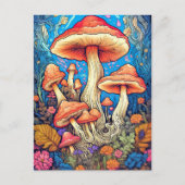 Kleurrijke Wild Psychedelic Mushrooms Illustratie Briefkaart (Voorkant)